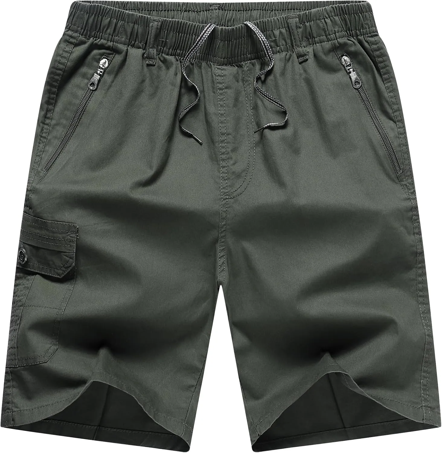 Men's Relaxed Fit Cargo Shorts Solid Cotton Cargo Shorts with Pockets Drawstring Work Shorts for Men