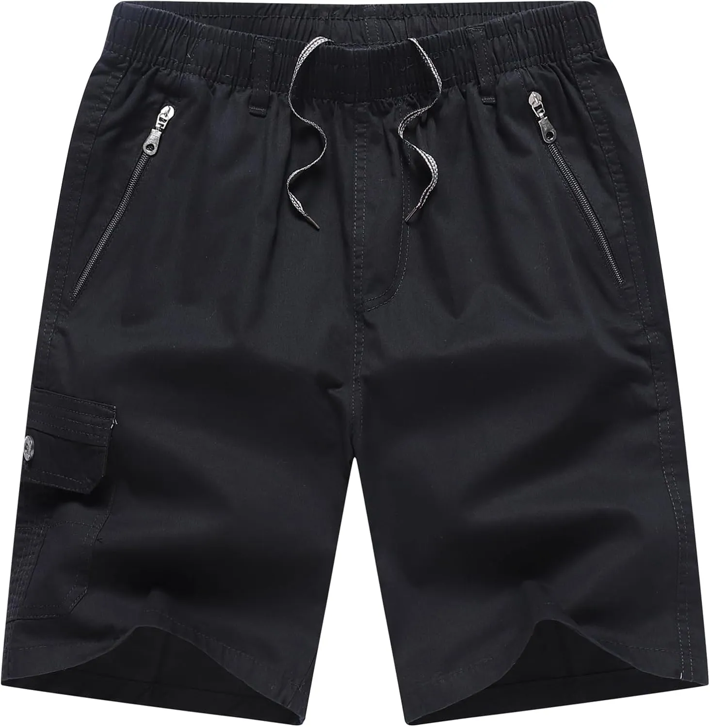 Men's Relaxed Fit Cargo Shorts Solid Cotton Cargo Shorts with Pockets Drawstring Work Shorts for Men