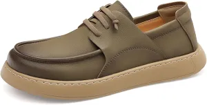 Men's Slip-On Travel Hiking Driving Shoes - Handcrafted Leather Casual with Adjustable Drawstring Comfortable Lightweight for Outdoor Walking & Daily Wear