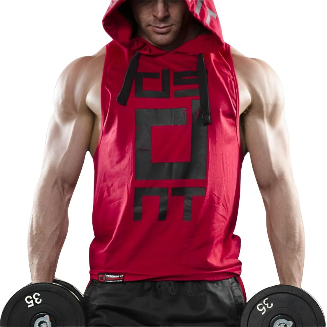 Men's Sports Fitness Vest for Outdoor Running and Training, Sleeveless Hooded Loose Fit Tank Top