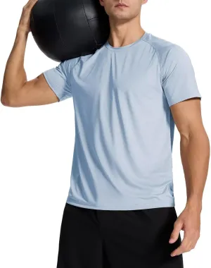 Men's Sun Protection Shirts Lightweight Athletic Quick Dry Rash Guard Cooling Tee with Silver Ion Tech