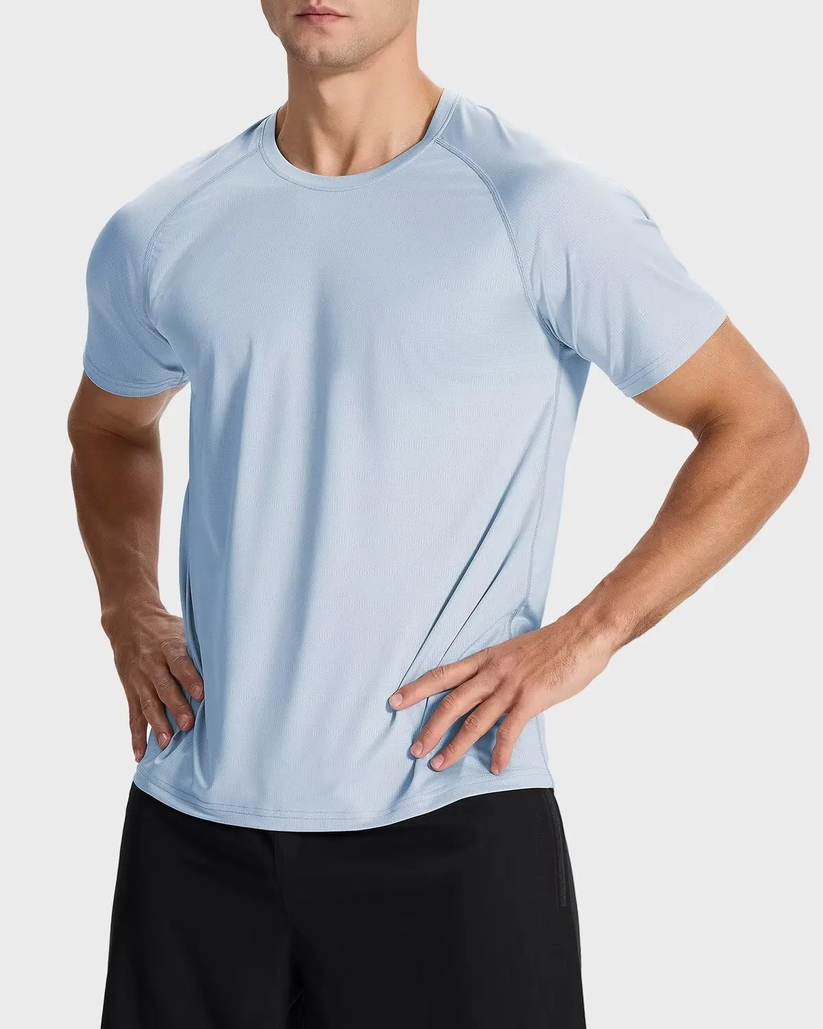Men's Sun Protection Shirts Lightweight Athletic Quick Dry Rash Guard Cooling Tee with Silver Ion Tech