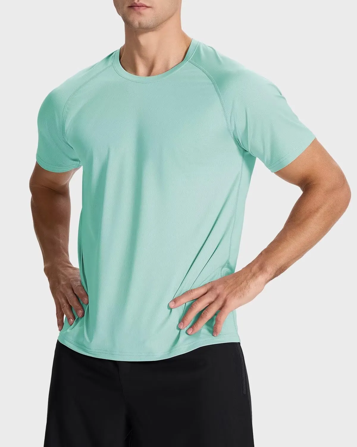 Men's Sun Protection Shirts Lightweight Athletic Quick Dry Rash Guard Cooling Tee with Silver Ion Tech