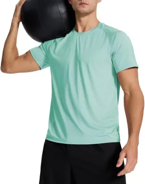 Men's Sun Protection Shirts Lightweight Athletic Quick Dry Rash Guard Cooling Tee with Silver Ion Tech