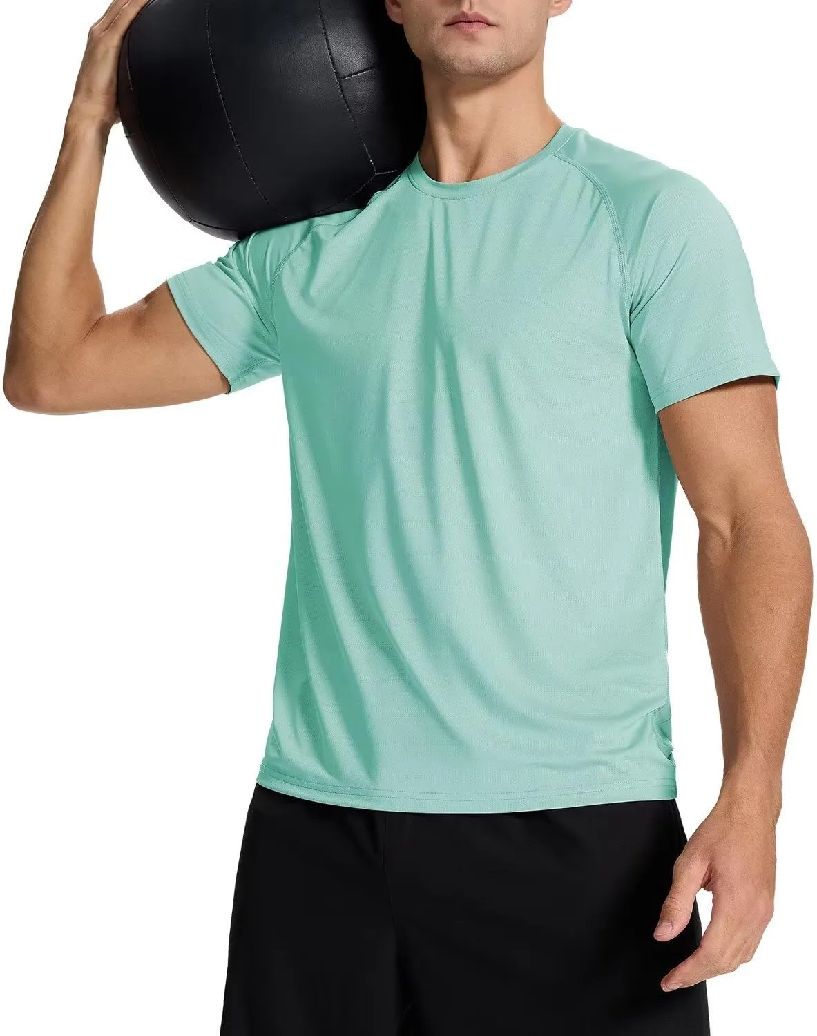 Men's Sun Protection Shirts Lightweight Athletic Quick Dry Rash Guard Cooling Tee with Silver Ion Tech