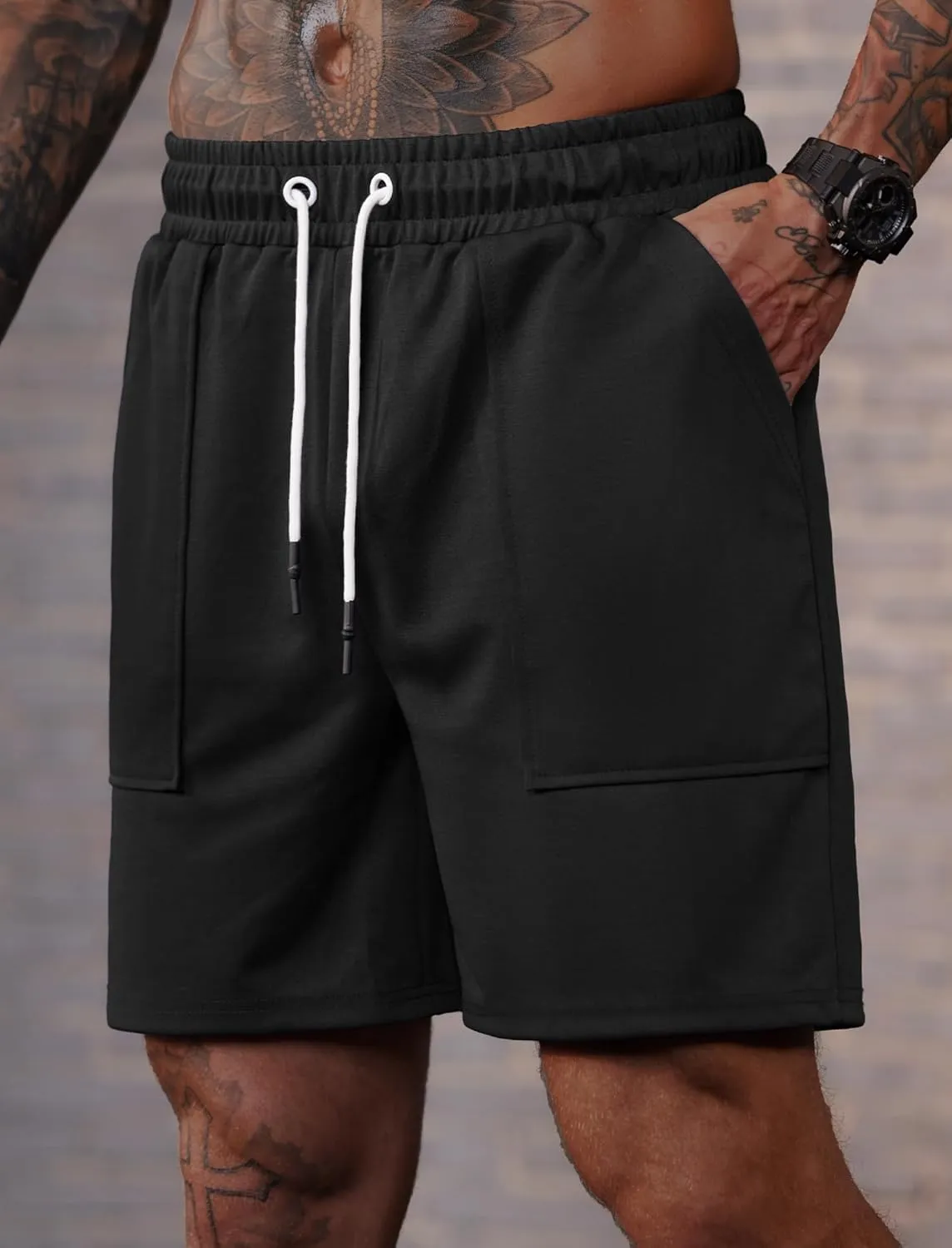 Men's Sweat Shorts Elastic Waist Drawstring 6'' Inseam Casual Gym Athletic Shorts with Pockets (S-3XL)