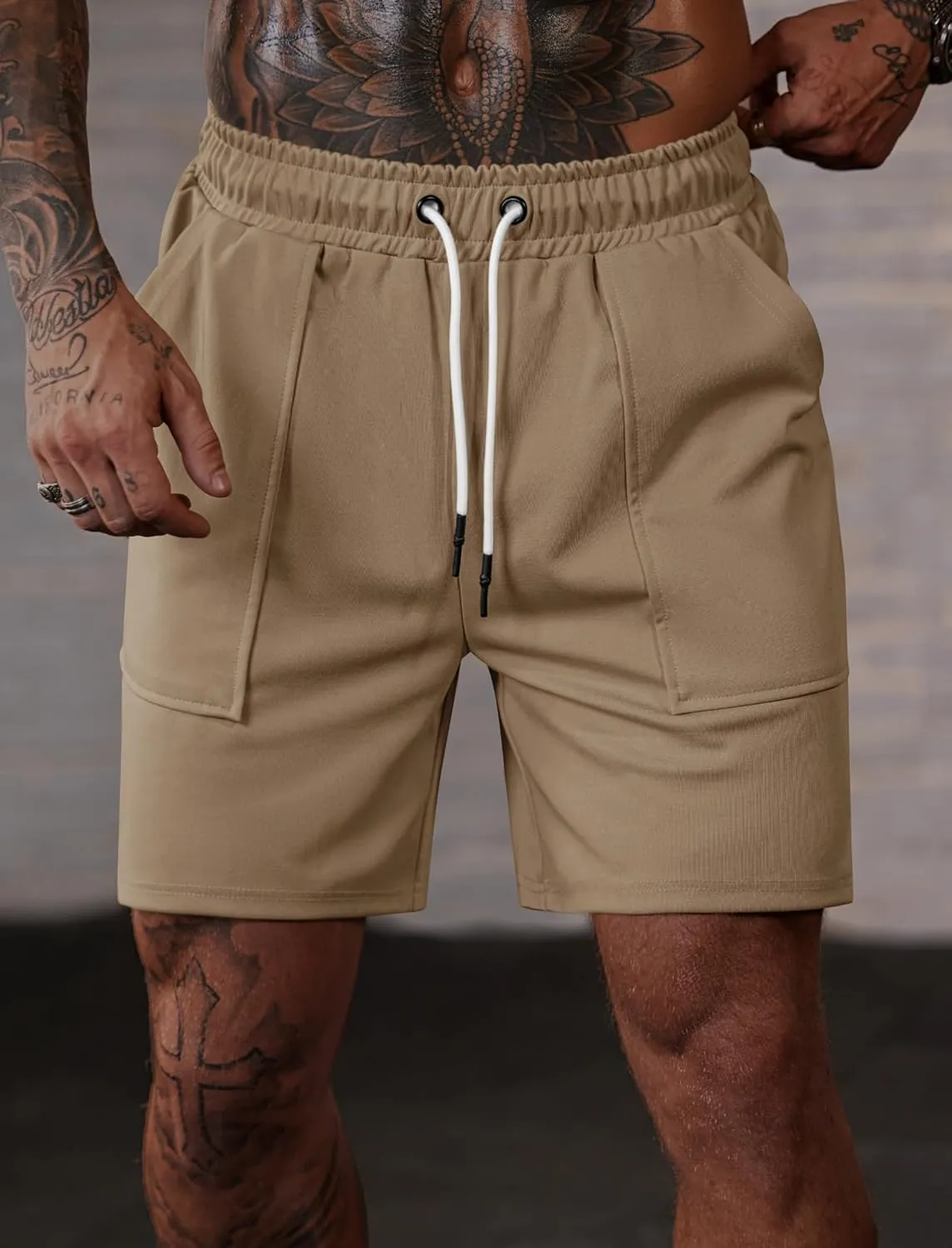 Men's Sweat Shorts Elastic Waist Drawstring 6'' Inseam Casual Gym Athletic Shorts with Pockets (S-3XL)