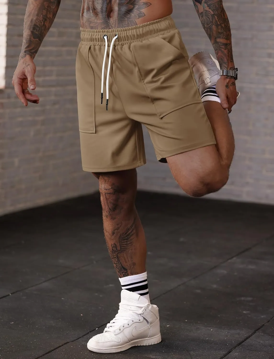 Men's Sweat Shorts Elastic Waist Drawstring 6'' Inseam Casual Gym Athletic Shorts with Pockets (S-3XL)