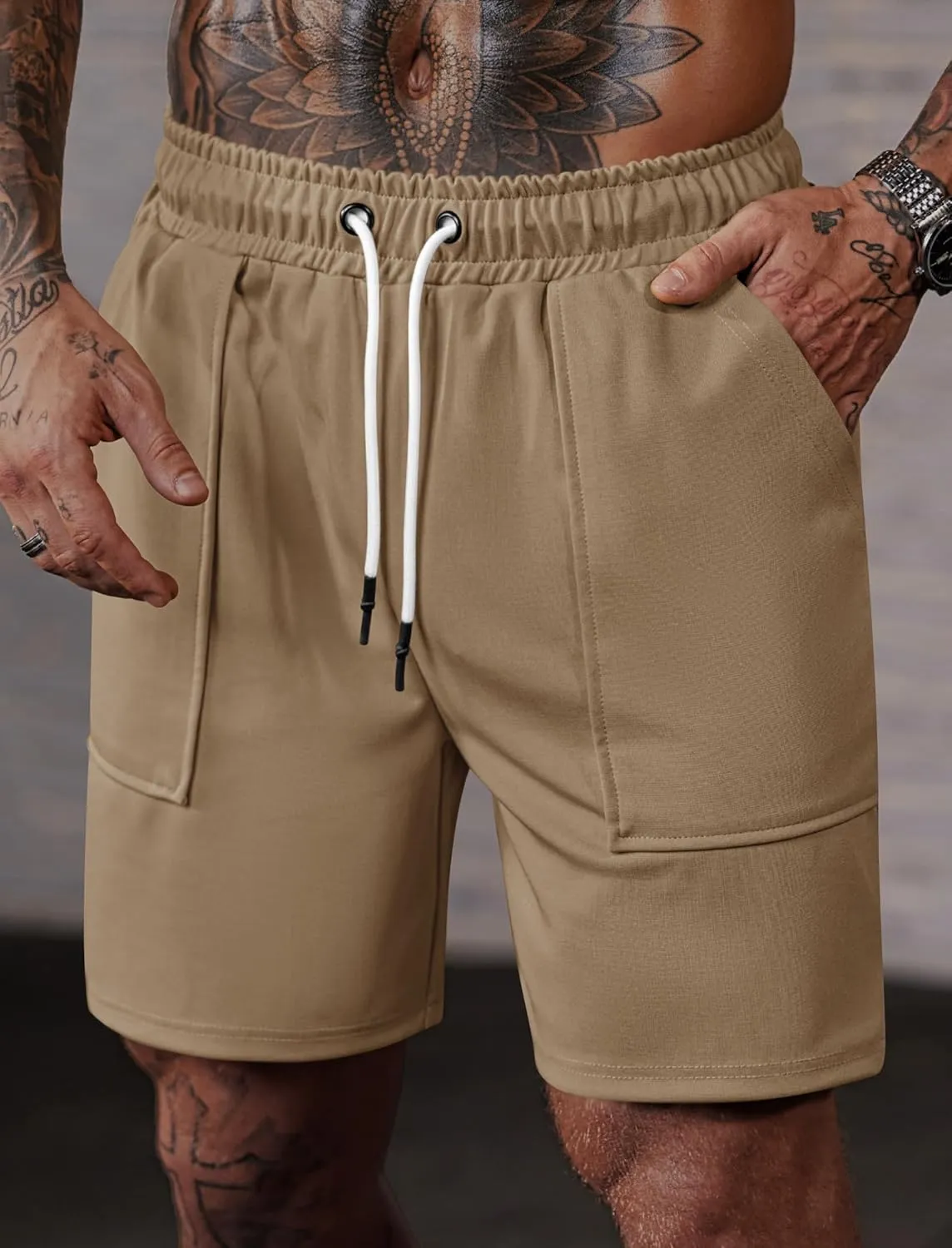 Men's Sweat Shorts Elastic Waist Drawstring 6'' Inseam Casual Gym Athletic Shorts with Pockets (S-3XL)