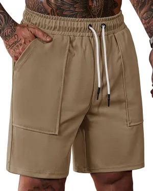 Men's Sweat Shorts Elastic Waist Drawstring 6'' Inseam Casual Gym Athletic Shorts with Pockets (S-3XL)
