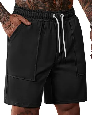 Men's Sweat Shorts Elastic Waist Drawstring 6'' Inseam Casual Gym Athletic Shorts with Pockets (S-3XL)