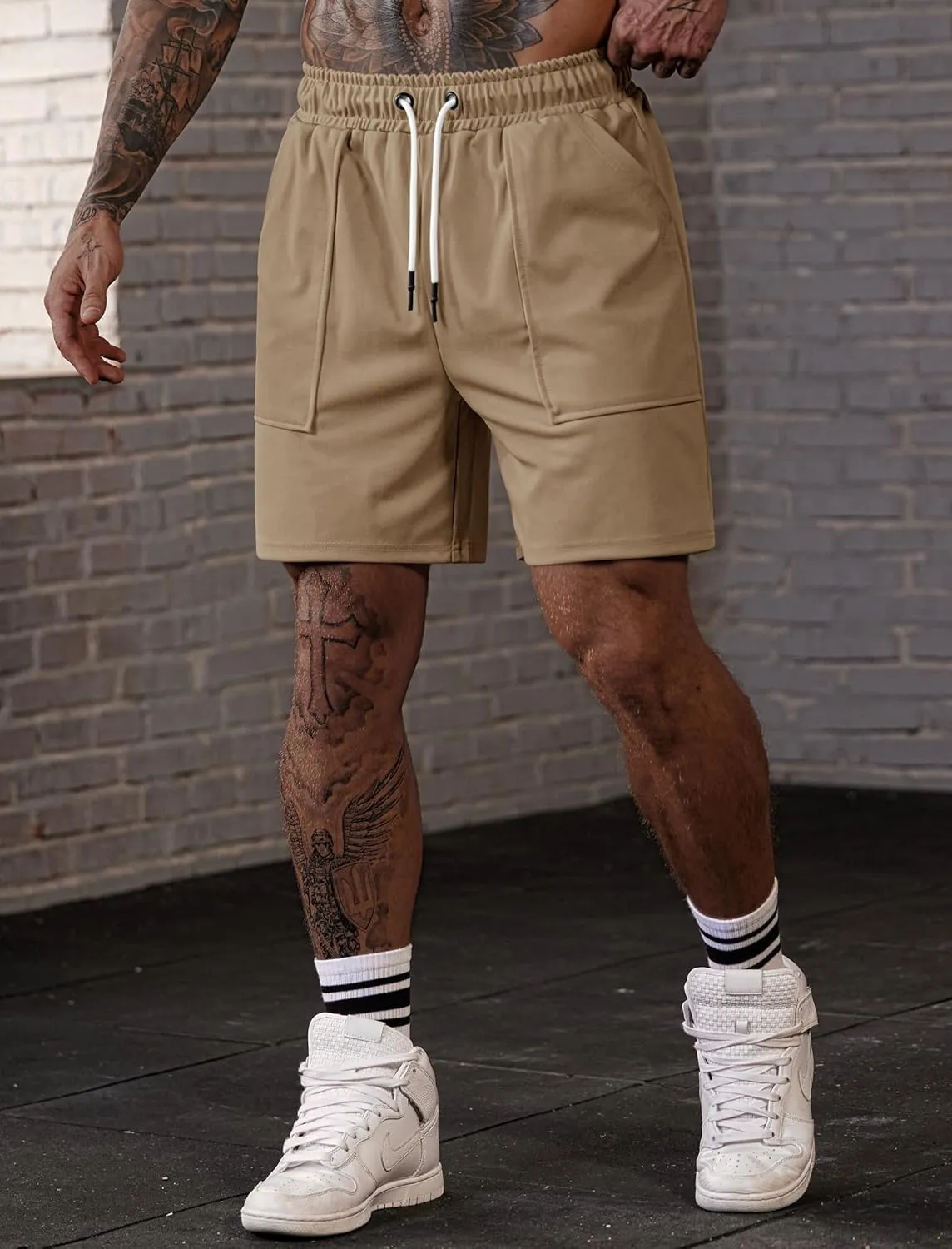 Men's Sweat Shorts Elastic Waist Drawstring 6'' Inseam Casual Gym Athletic Shorts with Pockets (S-3XL)