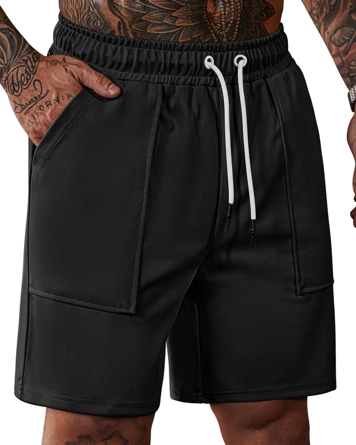 Men's Sweat Shorts Elastic Waist Drawstring 6'' Inseam Casual Gym Athletic Shorts with Pockets (S-3XL)