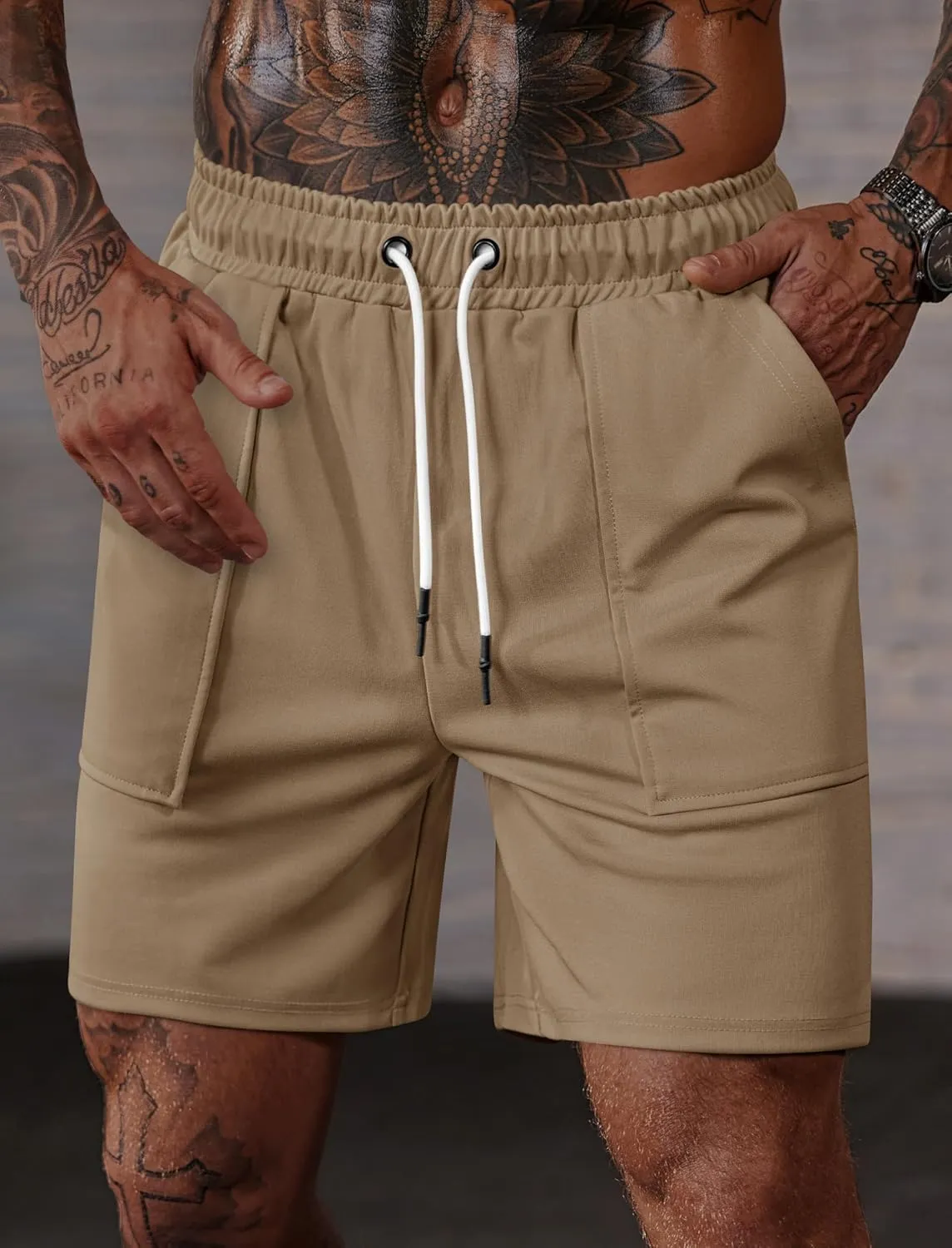Men's Sweat Shorts Elastic Waist Drawstring 6'' Inseam Casual Gym Athletic Shorts with Pockets (S-3XL)