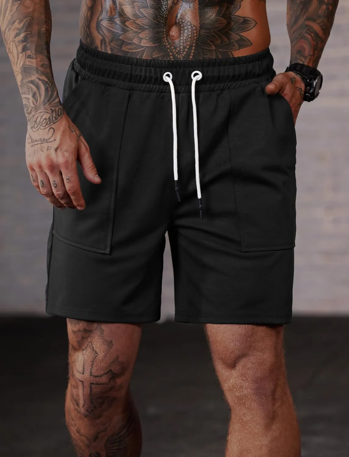 Men's Sweat Shorts Elastic Waist Drawstring 6'' Inseam Casual Gym Athletic Shorts with Pockets (S-3XL)