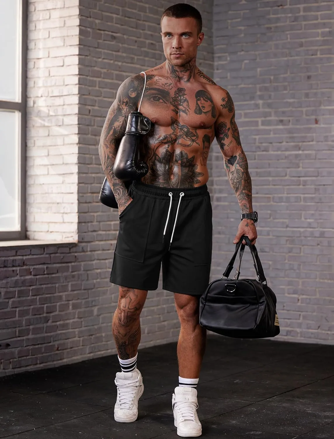 Men's Sweat Shorts Elastic Waist Drawstring 6'' Inseam Casual Gym Athletic Shorts with Pockets (S-3XL)