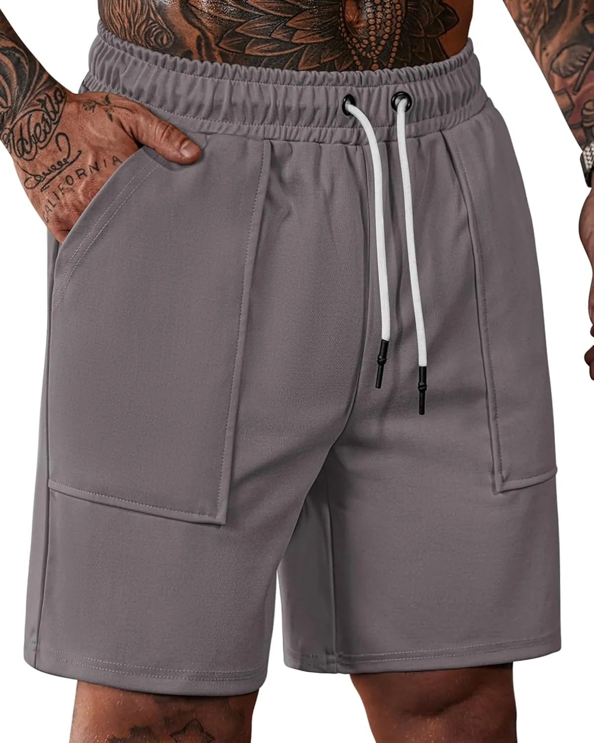 Men's Sweat Shorts Gym Casual Stretch Waist 6'' Inseam Athletic Running Shorts with Pockets (S-3XL)