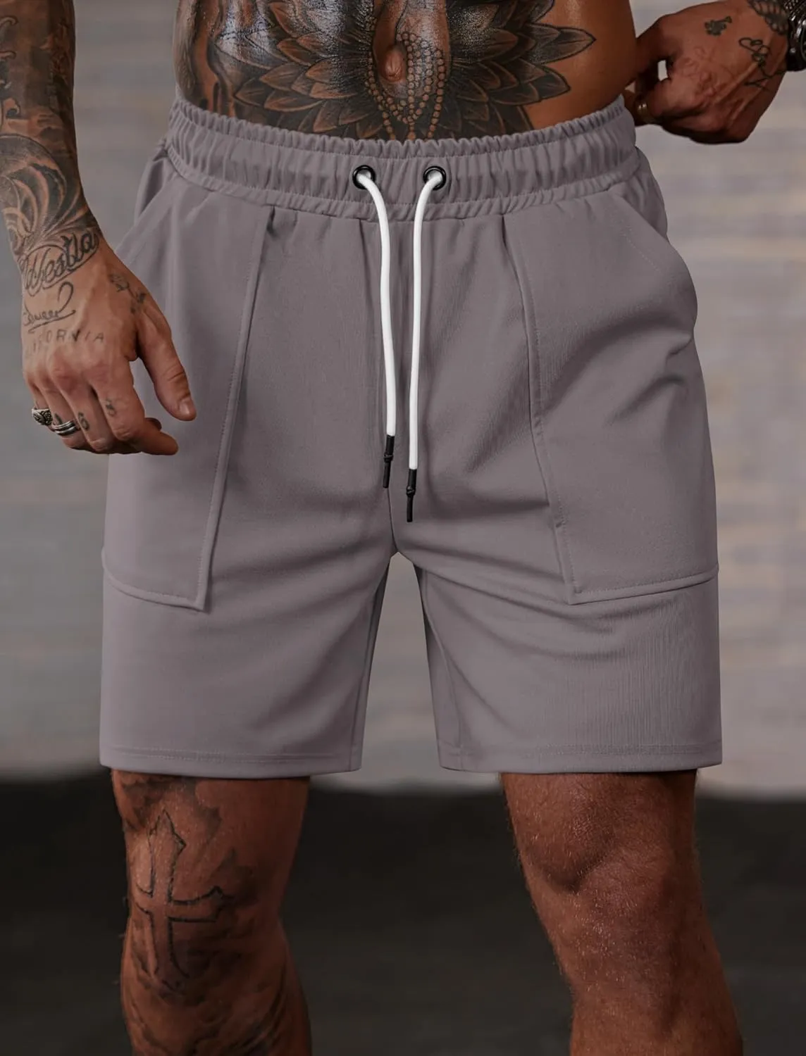 Men's Sweat Shorts Gym Casual Stretch Waist 6'' Inseam Athletic Running Shorts with Pockets (S-3XL)