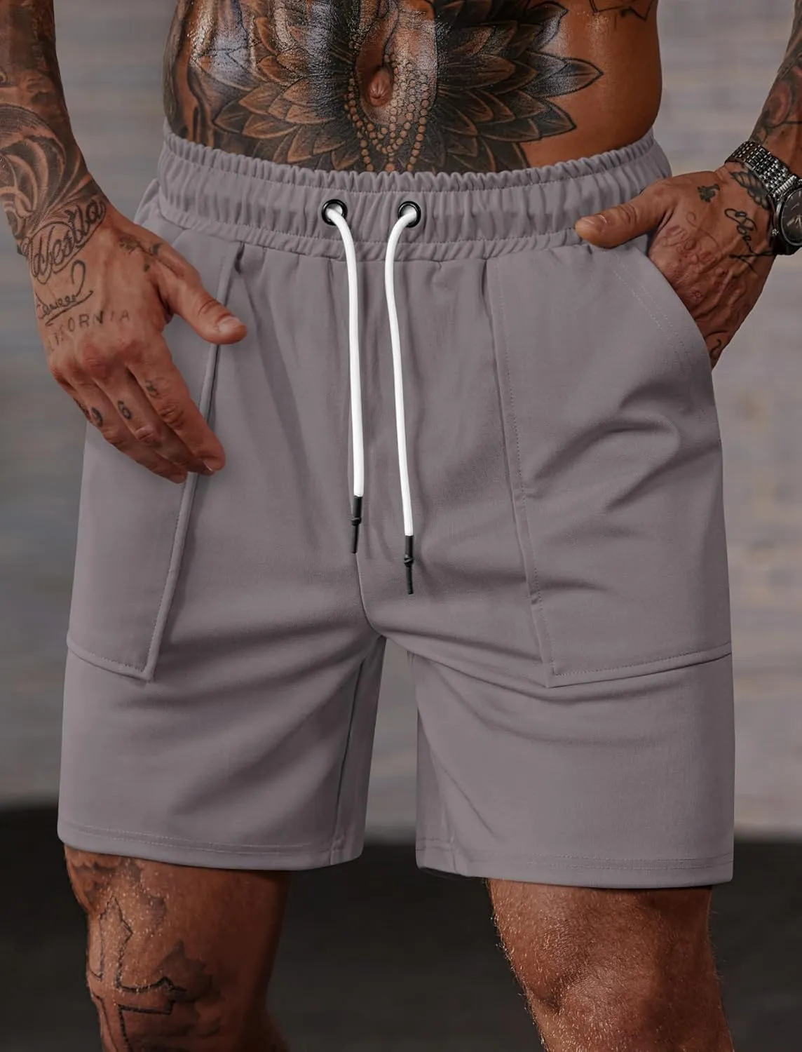 Men's Sweat Shorts Gym Casual Stretch Waist 6'' Inseam Athletic Running Shorts with Pockets (S-3XL)