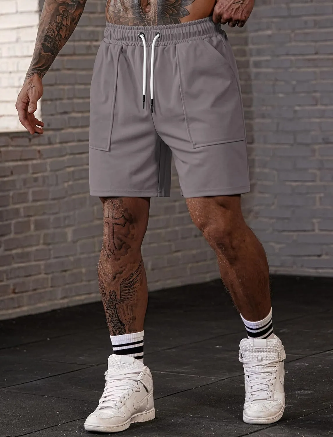 Men's Sweat Shorts Gym Casual Stretch Waist 6'' Inseam Athletic Running Shorts with Pockets (S-3XL)