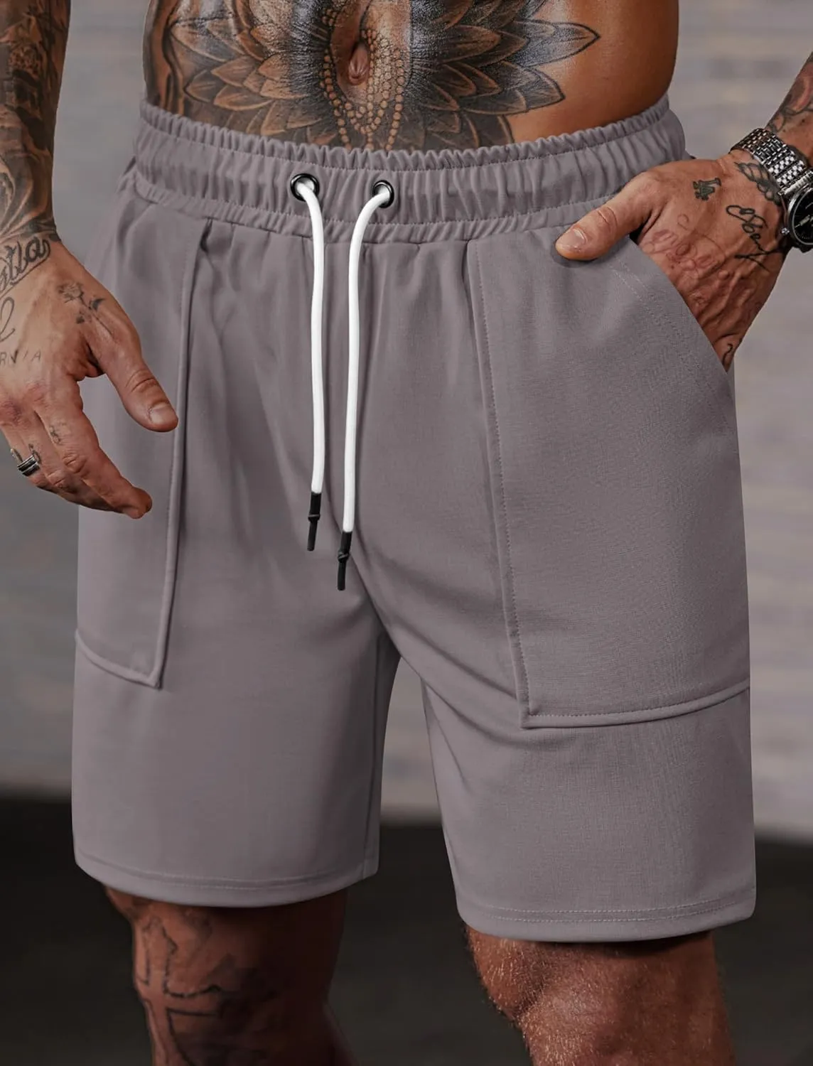 Men's Sweat Shorts Gym Casual Stretch Waist 6'' Inseam Athletic Running Shorts with Pockets (S-3XL)