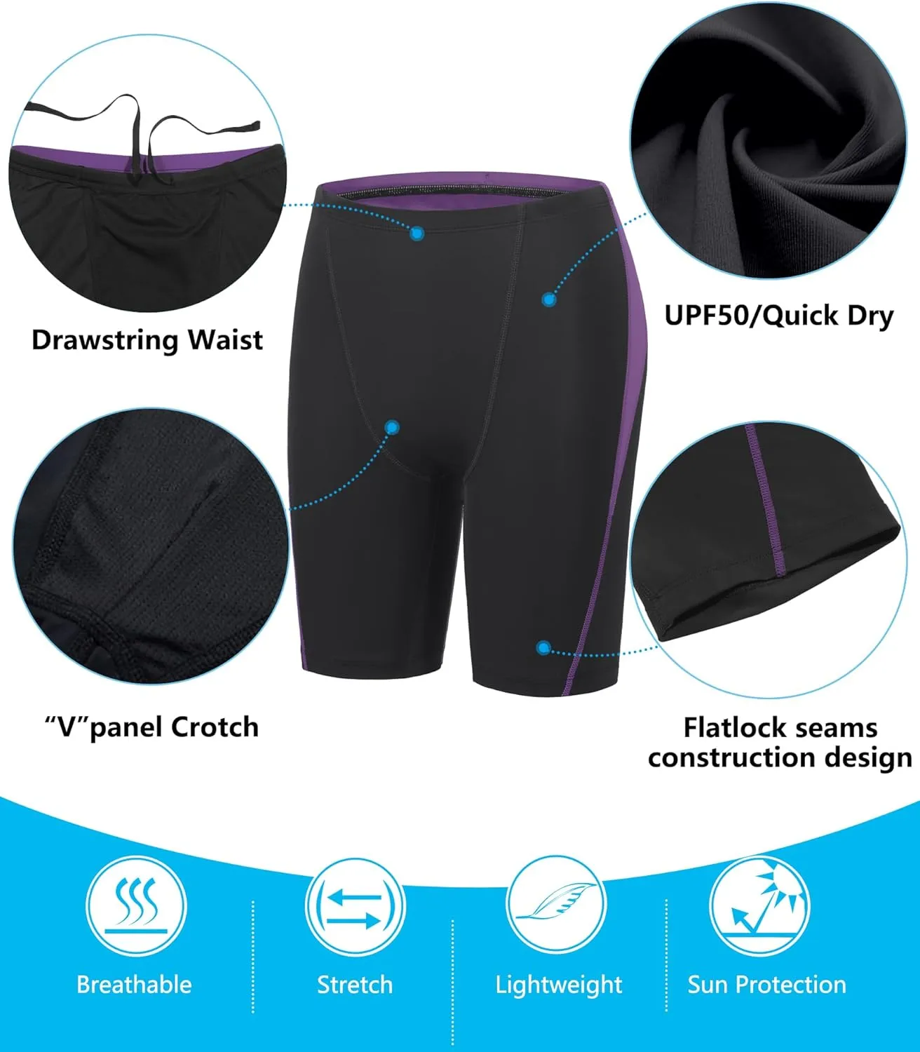 Men's Swim Jammers Competitive Athletic Swim Team Suit Training Endurance Racing Quick Dry Swimming Shorts UPF 50