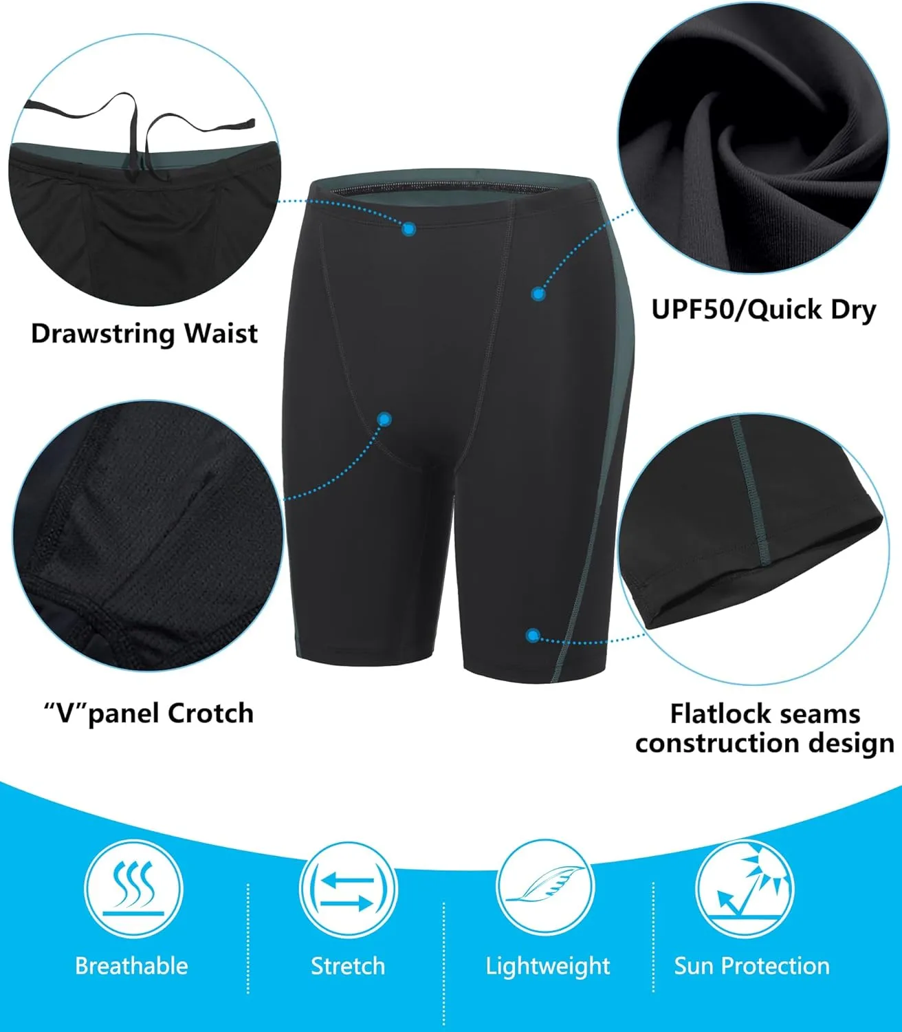 Men's Swim Jammers Competitive Athletic Swim Team Suit Training Endurance Racing Quick Dry Swimming Shorts UPF 50