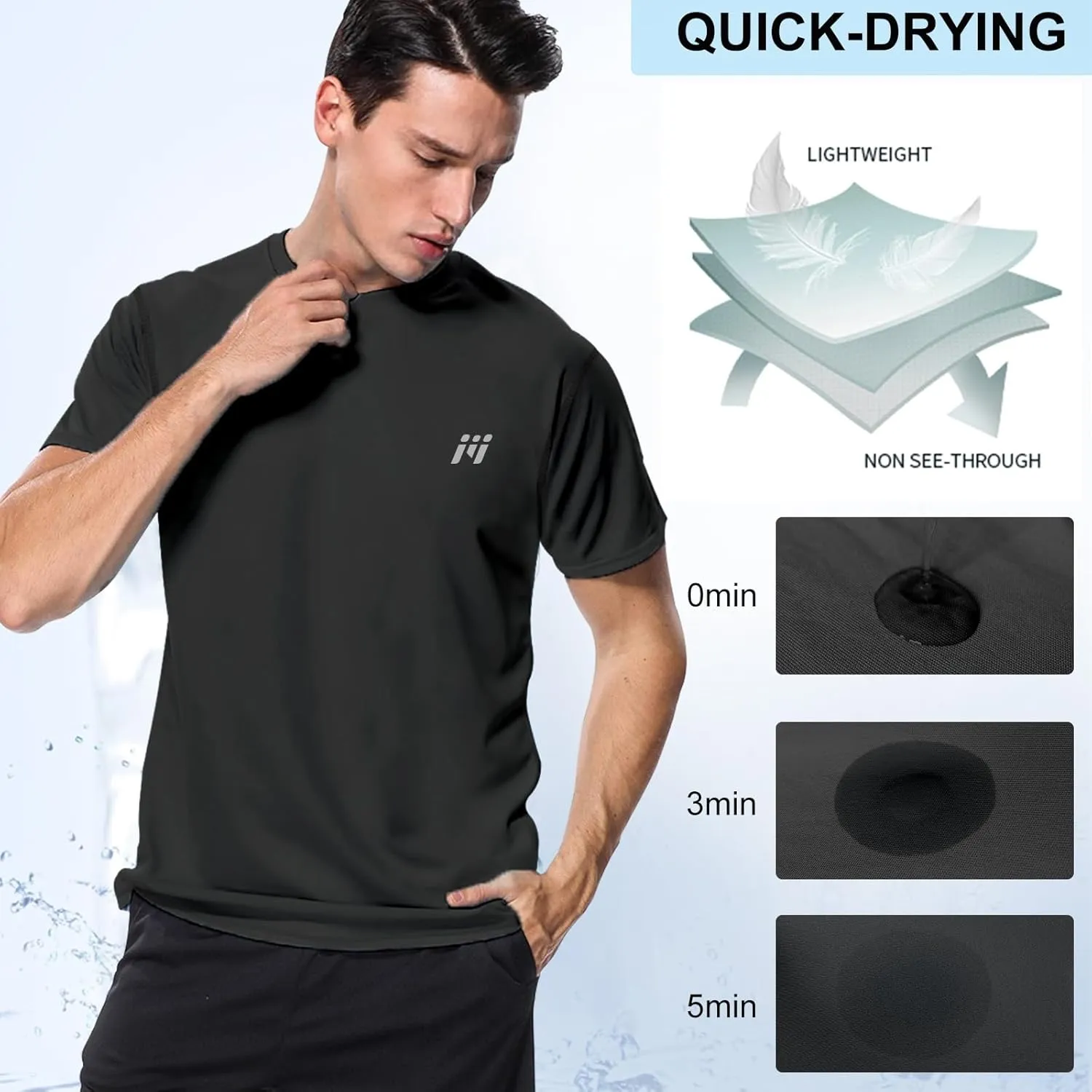 Men's Swim Shirt Rash Guard, UPF50  UV Sun Protection Quick Dry SPF Short Sleeve Fishing Beach T-Shirts