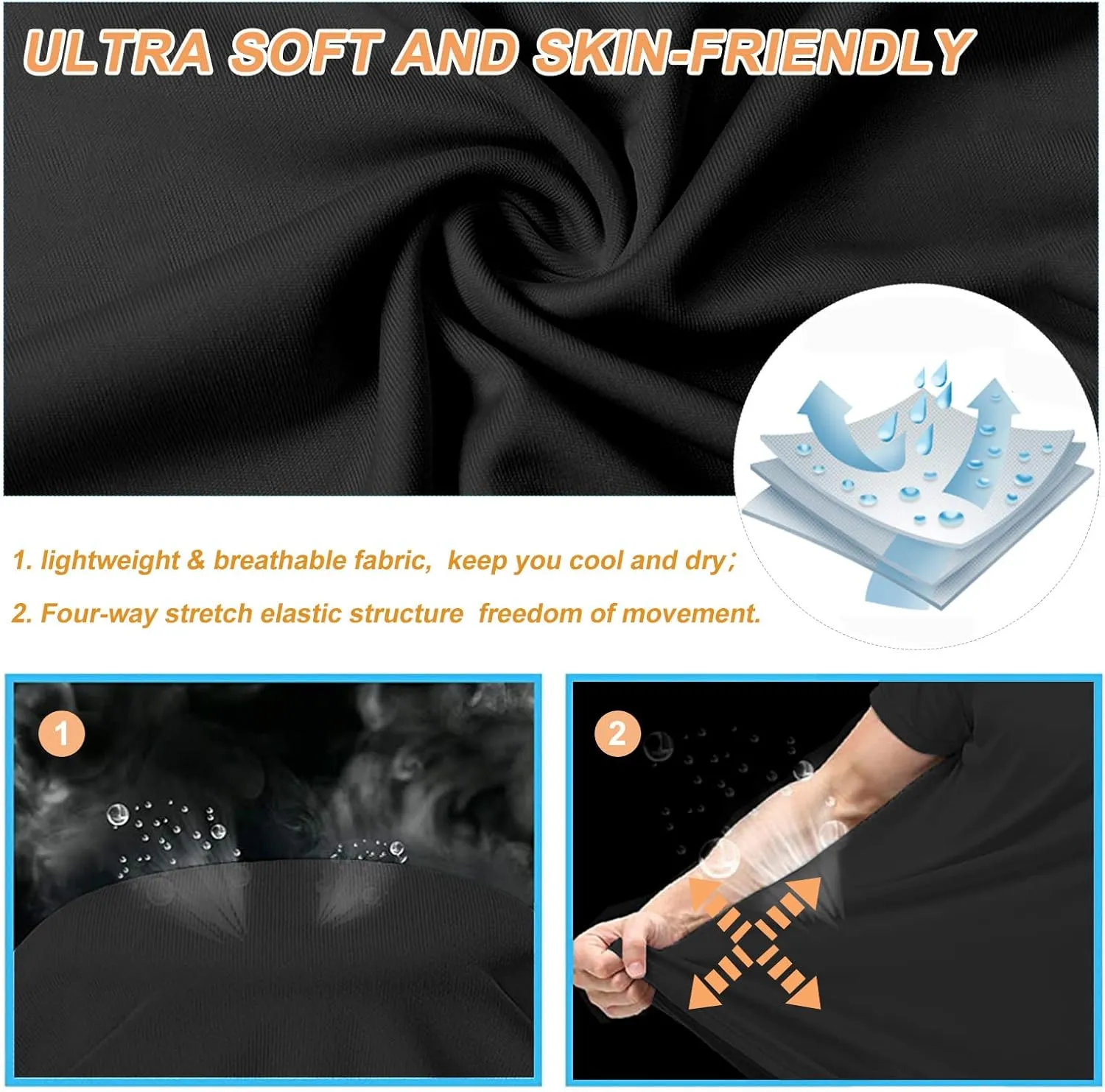 Men's Swim Shirt Rash Guard, UPF50  UV Sun Protection Quick Dry SPF Short Sleeve Fishing Beach T-Shirts