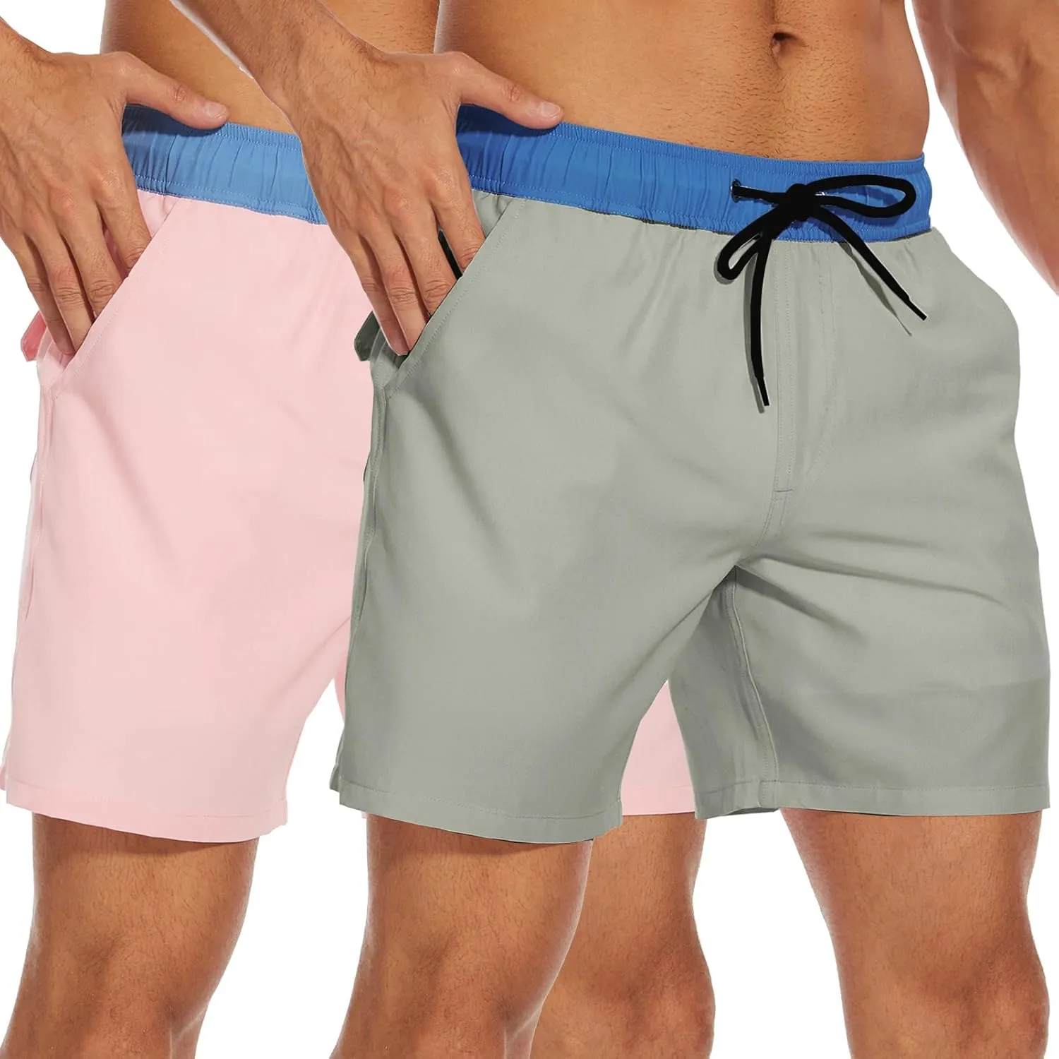 Mens Swim Trunks with Compression Liner 7 Inch Swim Shorts 2 in 1 Quick Dry Board Shorts Beach Wear