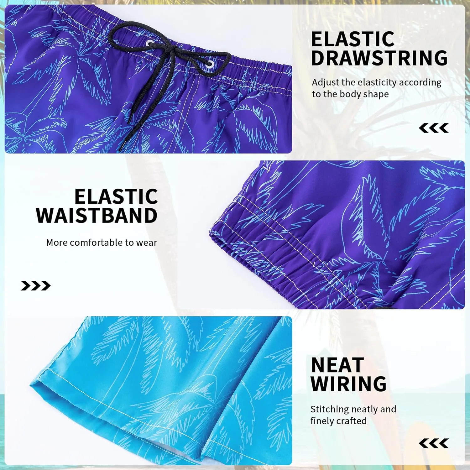Mens Swim Trunks with Compression Liner 9" Stretch Board Shorts 2 in 1 Quick Dry Swimwear Bathing Suits