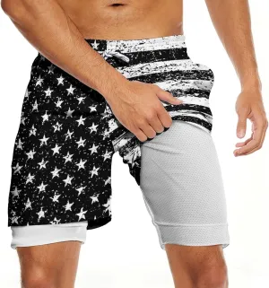 Men's Swim Trunks with Compression Liner Quick Dry 2 in 1 Swimming Trunks Beach Board Shorts Bathing Suits Swimwear