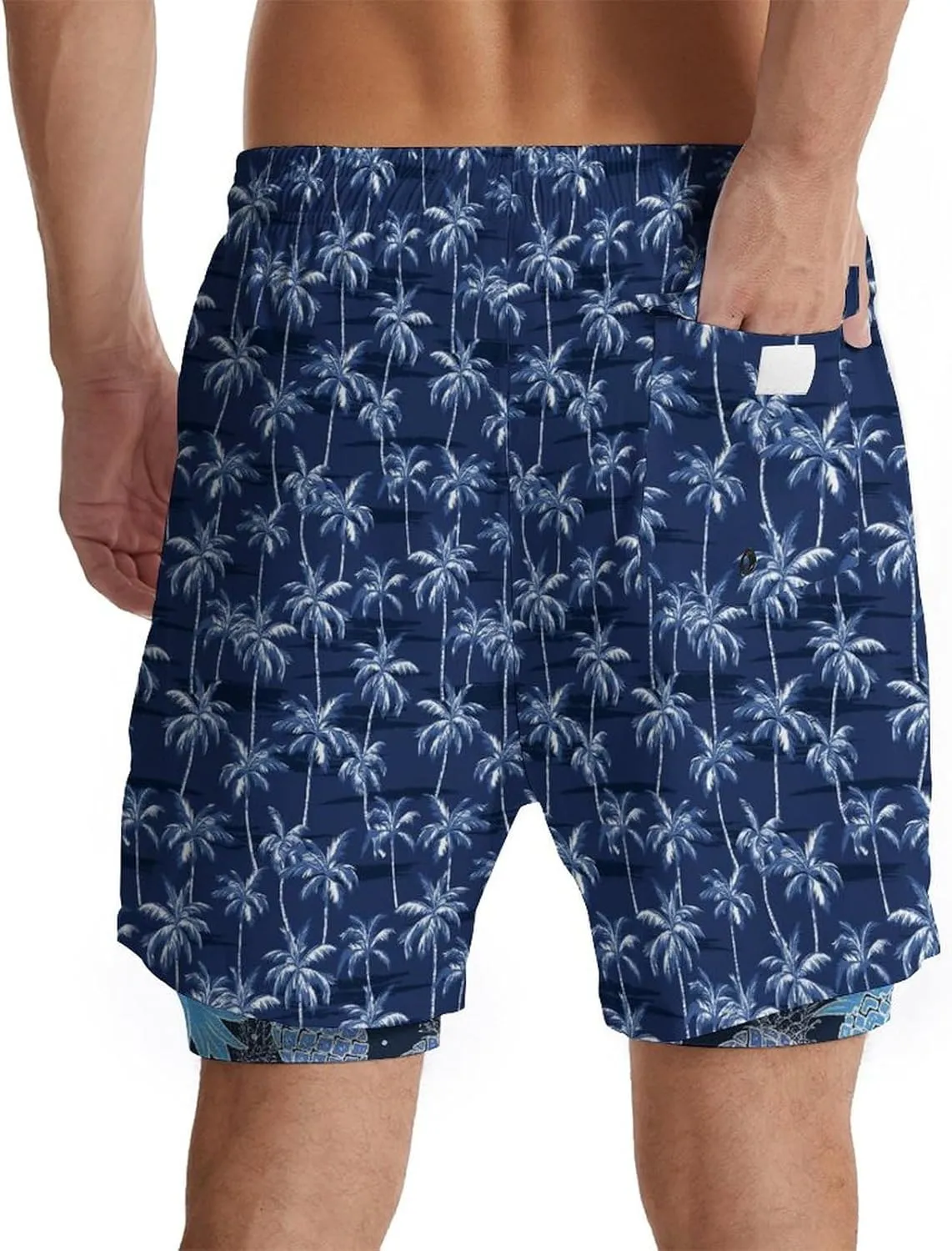 Men's Swim Trunks with Compression Liner Quick Dry 2 in 1 Swimming Trunks Beach Board Shorts Bathing Suits Swimwear
