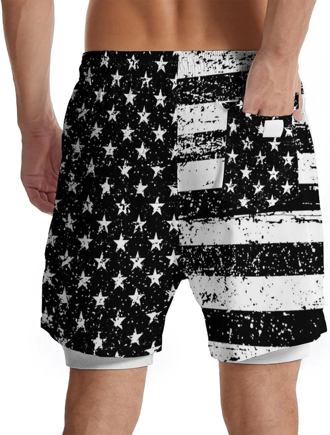 Men's Swim Trunks with Compression Liner Quick Dry 2 in 1 Swimming Trunks Beach Board Shorts Bathing Suits Swimwear