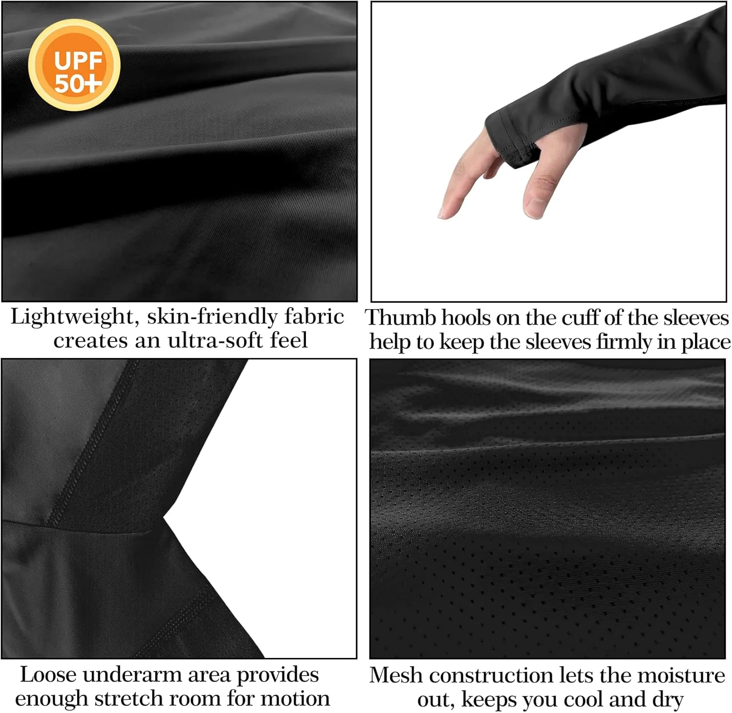 Men's UPF 50  Sun Protection Shirt Long Sleeve Quick Dry Fishing Shirt Rash Guard Swimming Hiking Running