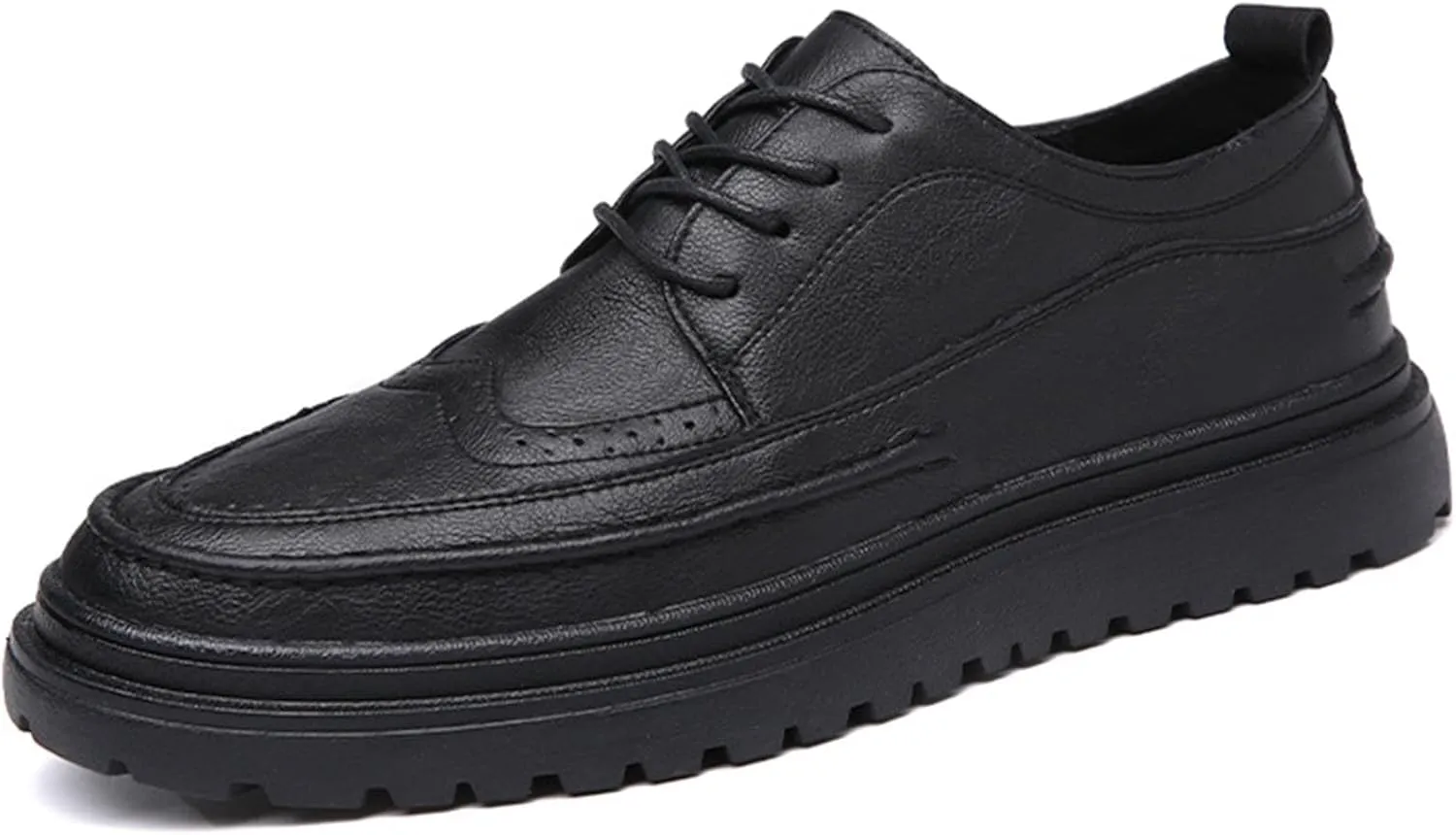 Men's Vintage Fashion Embossed Lace-up Brogue Leather Shoes Comfortable Formal Dress Business Wedding Tuxedo Leather Shoes