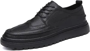 Men's Vintage Fashion Embossed Lace-up Brogue Leather Shoes Comfortable Formal Dress Business Wedding Tuxedo Leather Shoes