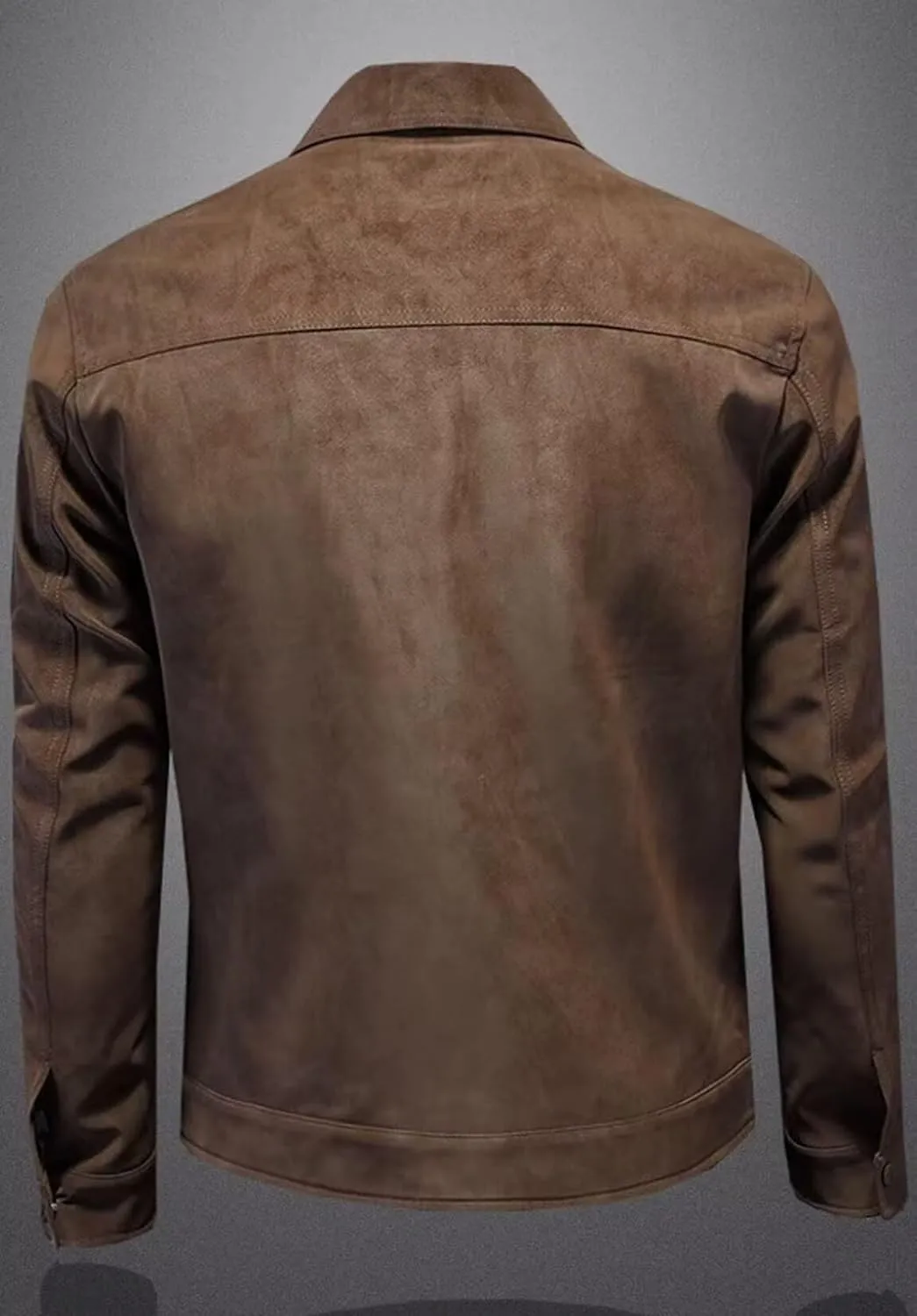 Men's Vintage Suede Blazer Single Breasted Business Casual Faux Leather Sports Jacket