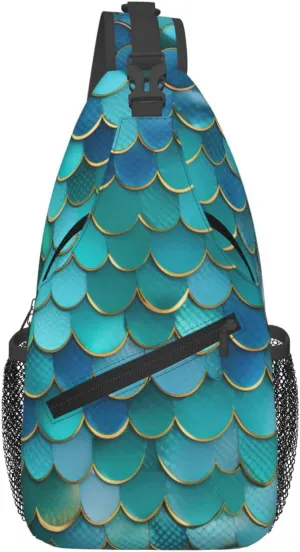 Mermaid Scale Men'S Casual Chest Crossbody Bag, Lightweight Durable Shoulder Sling Pack For Daily Use, Travel, And Outdoor.