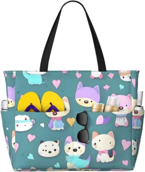 Mermaid Tattoo Spacious Large Capacity Beach Travel Bag - Foldable Beach Bag Tote Bag With Zipper