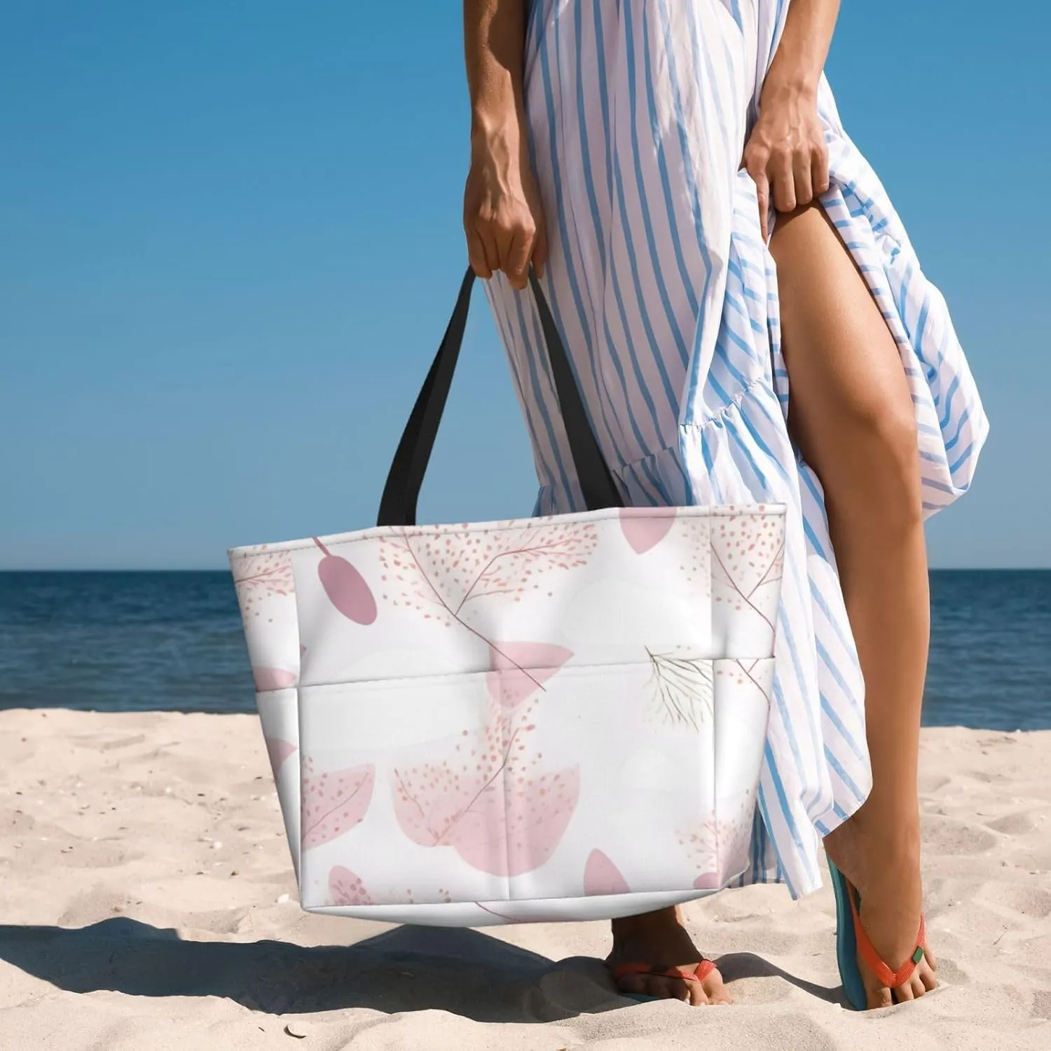 Mermaid Tattoo Spacious Large Capacity Beach Travel Bag - Foldable Beach Bag Tote Bag With Zipper