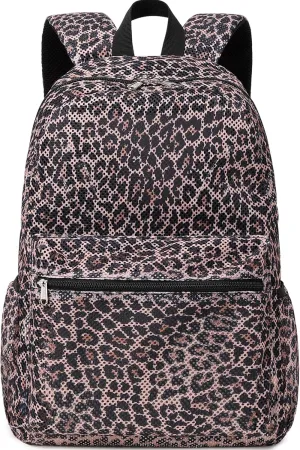 Mesh Backpack for Girls Clear bag Semi-Transparent School Backpack See Through Girls Backpack Large Capacity Casual Daypack Teen Bookbag Leopard backpack