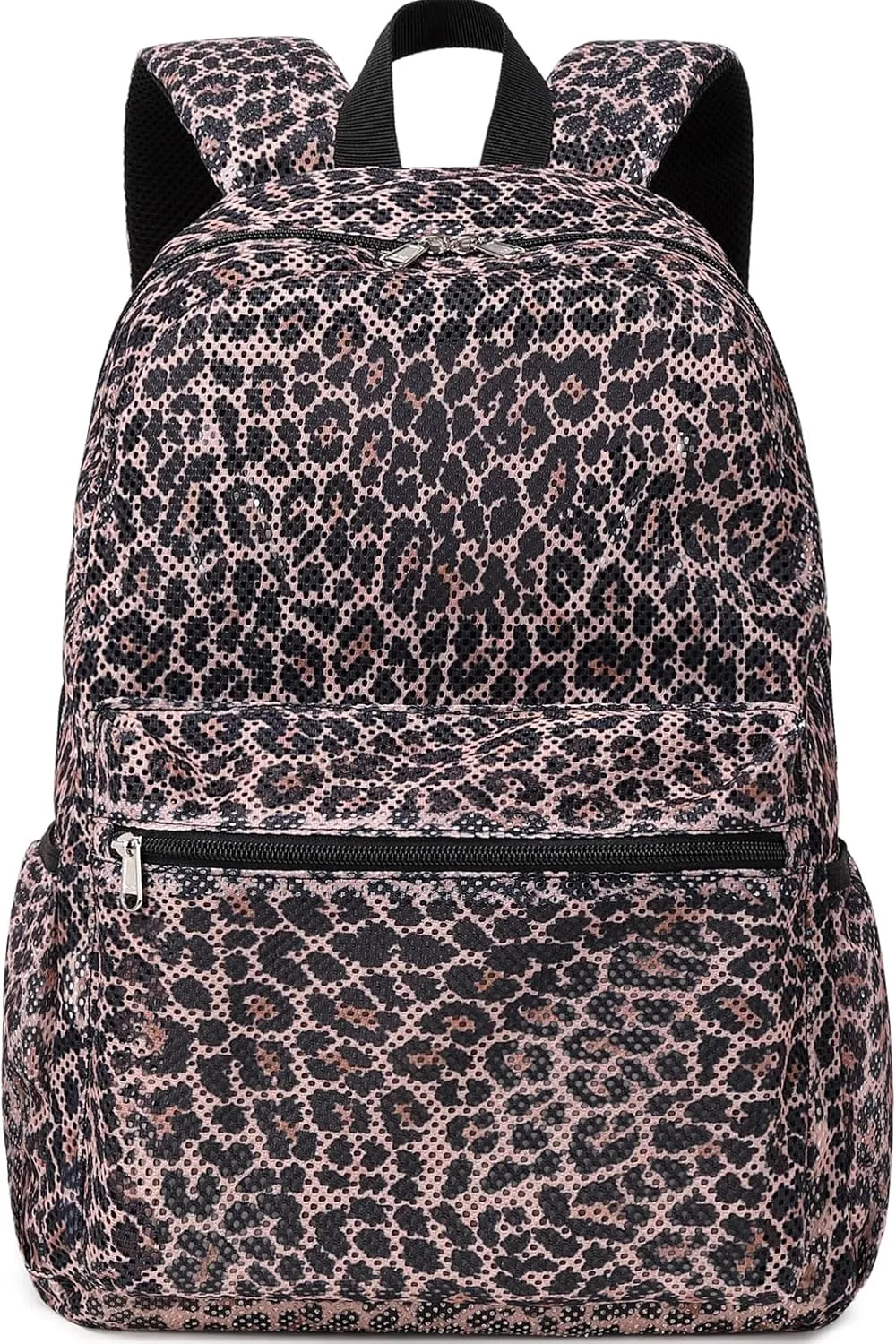 Mesh Backpack for Girls Clear bag Semi-Transparent School Backpack See Through Girls Backpack Large Capacity Casual Daypack Teen Bookbag Leopard backpack