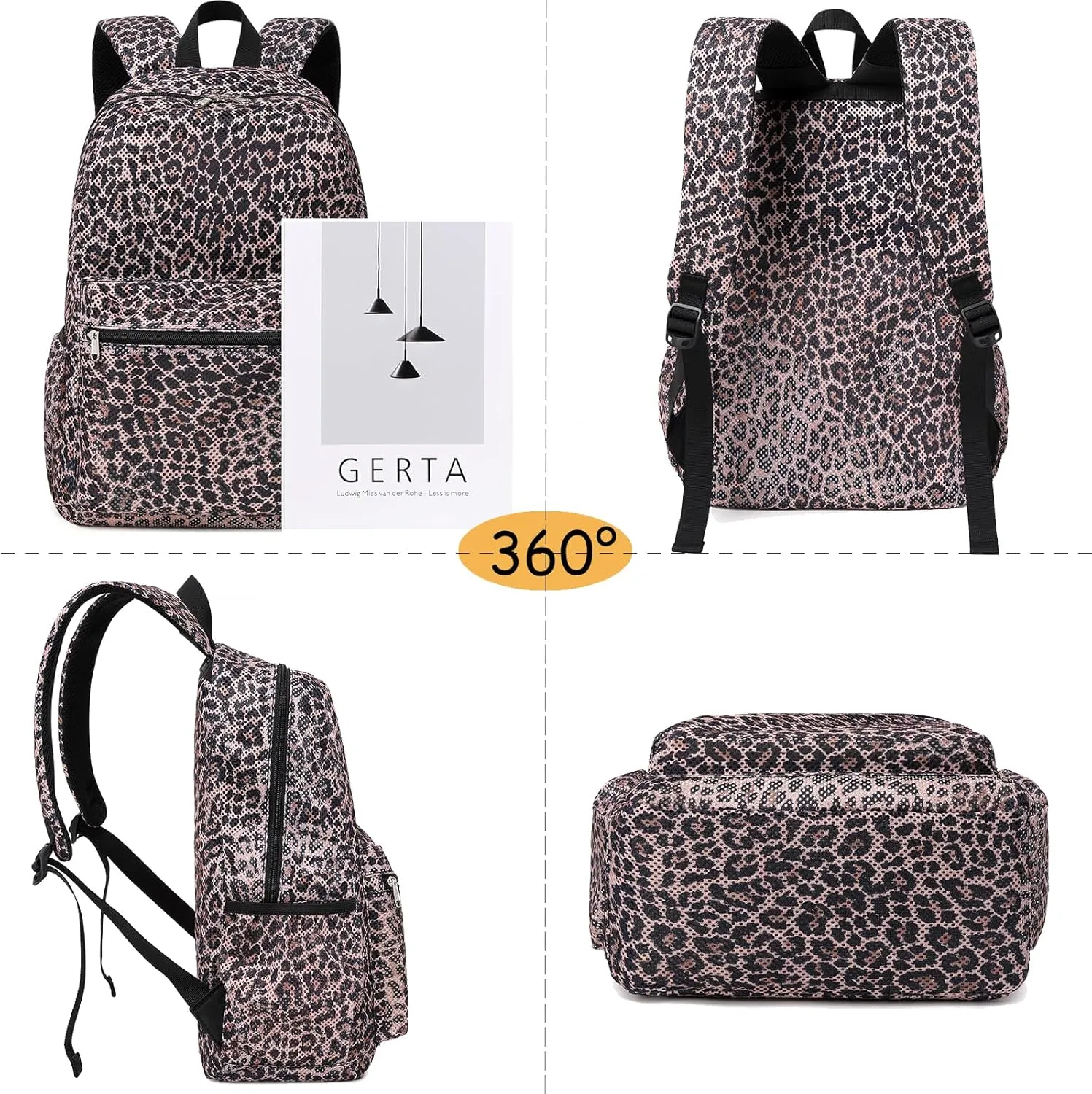 Mesh Backpack for Girls Clear bag Semi-Transparent School Backpack See Through Girls Backpack Large Capacity Casual Daypack Teen Bookbag Leopard backpack