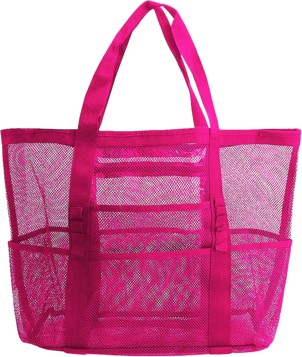 Mesh Beach Bag-Large Tote Bag for Family，Tote Bag with Zipper Pocket for Pool, Toys & Vacation Essentials