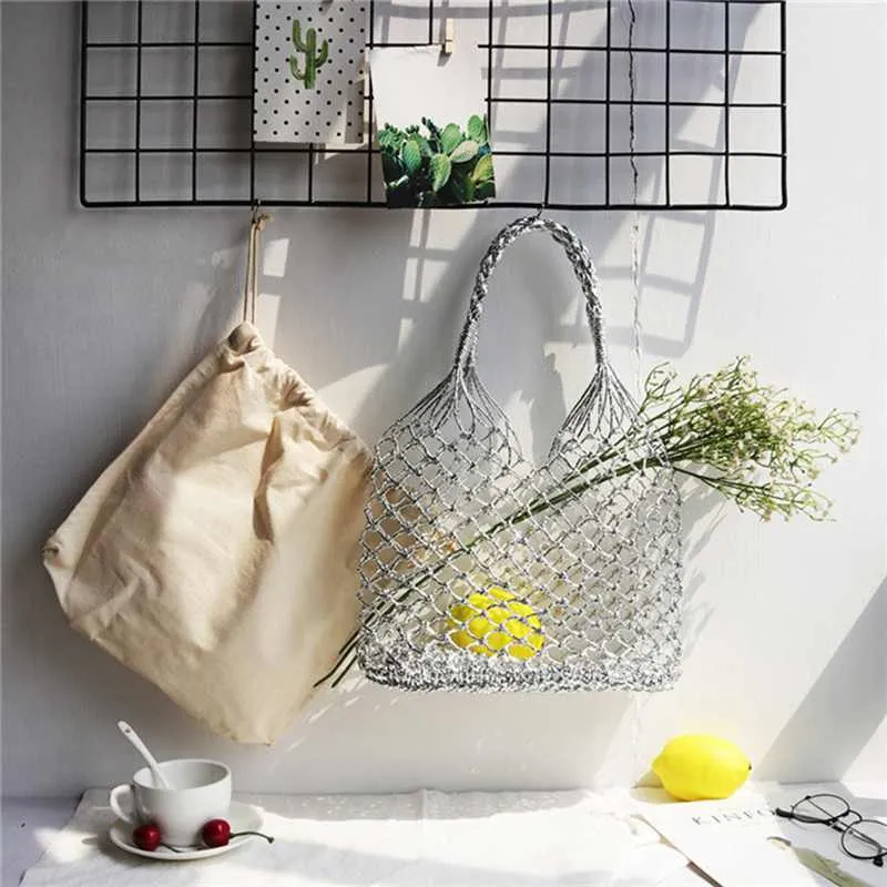 Metallic Netted Shopping Bag