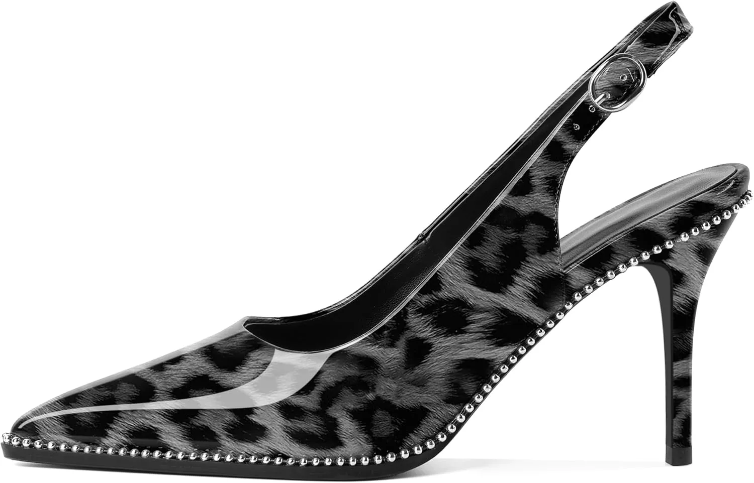 Mettesally Women's Beaded Slingback Pumps Stilettos Heels Closed Pointed Toe Fashion Dress Shoes 3.5 Inches