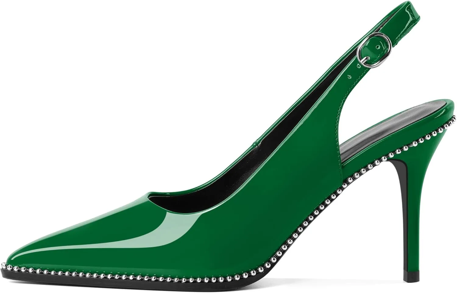 Mettesally Women's Beaded Slingback Pumps Stilettos Heels Closed Pointed Toe Fashion Dress Shoes 3.5 Inches