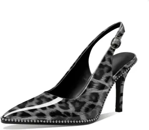 Mettesally Women's Beaded Slingback Pumps Stilettos Heels Closed Pointed Toe Fashion Dress Shoes 3.5 Inches