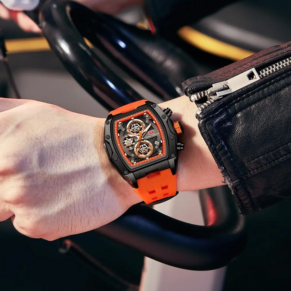 MF MINI FOCUS Men Watches Unique Casual Wrist Watches (Chronograph/Waterproof/Luminous/Calendar) Silicon Band Fashion Watches for Men